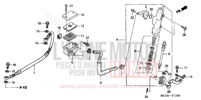 REAR BRAKE MASTER CYLINDER for Transalp 650 PEARL BREEZY BLUE (PB341E) from 2004